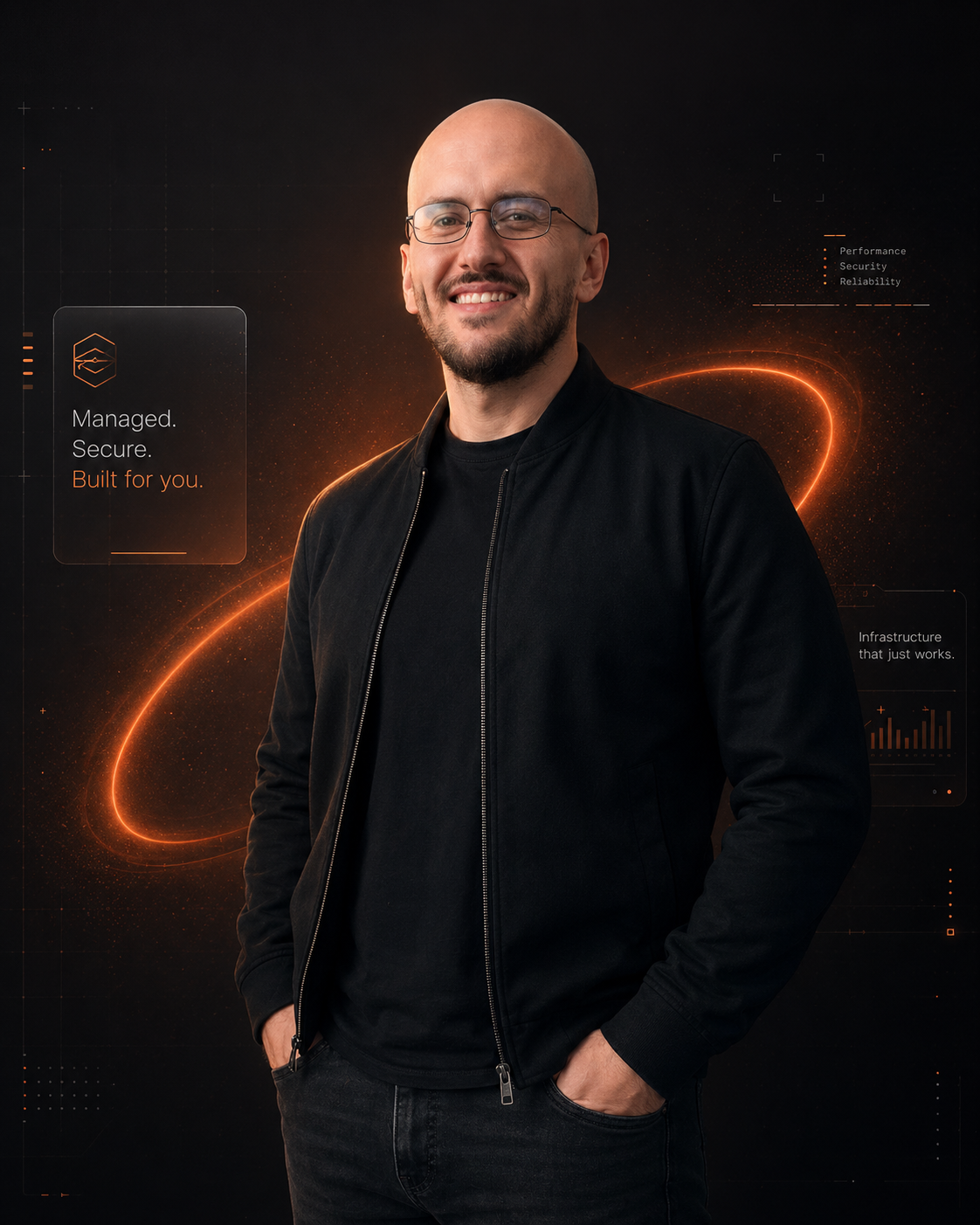 Stylized portrait of the Hosterr founder